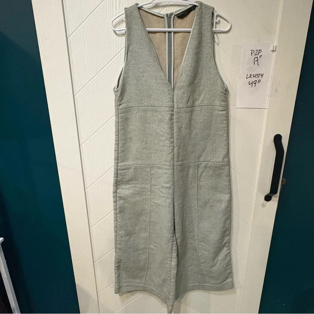 Zara Trafaluc Wool Blend V-Neck Jumpsuit | Minimal Chic Tailored Medium - Picture 3 of 7